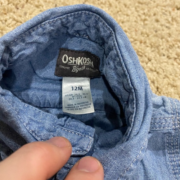 OshKosh B'gosh Blue Denim Romper with 2 other long sleeves-15 - Picture 3 of 8